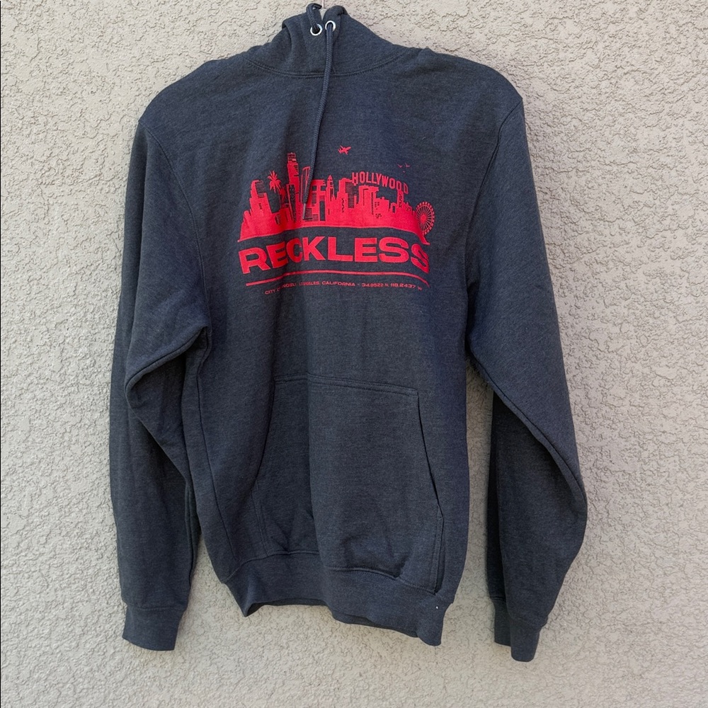 Men's Gray Hoodie with Red Graphic
